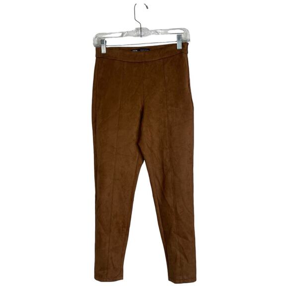 ZARA Faux Suede Pants Brown Size Small Trousers Minimalist Capsule Professional - Picture 1 of 5